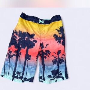 Cat & Jack Yellow Orange Tropical Shorts Elastic Waist